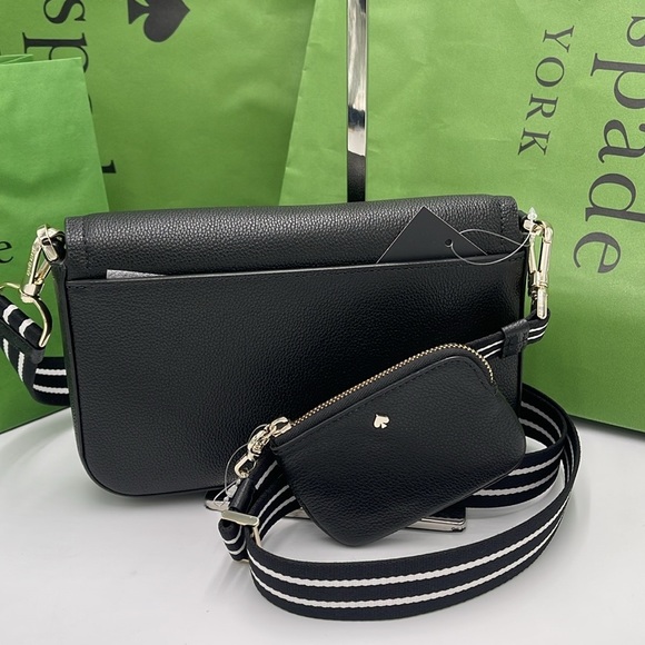 KATE SPADE Rosie Pebble Leather Small Flap Crossbody Black NWT - Picture 10 of 16